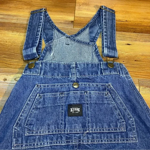 Key Apparel Carpenter Utility Style Denim Bib Overalls - No sign of wear 16short - Picture 2 of 9